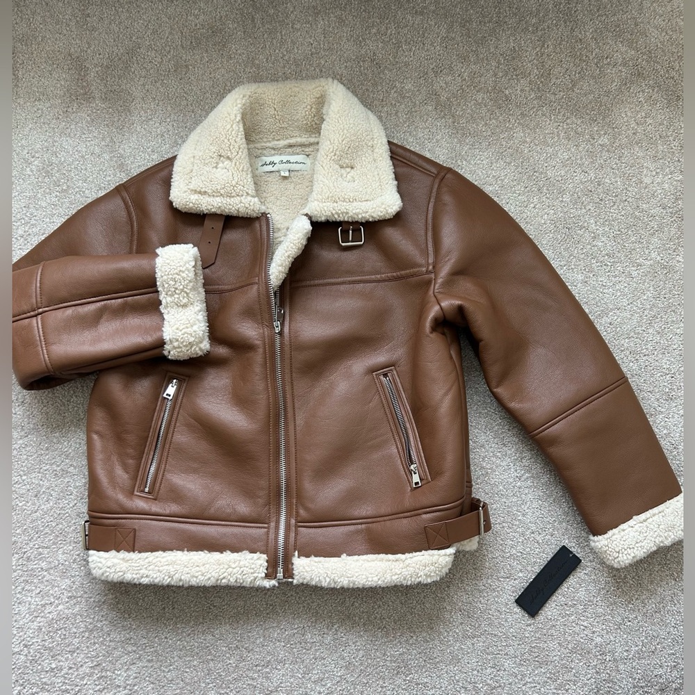 Bomber Coat brown NWT Sz Large